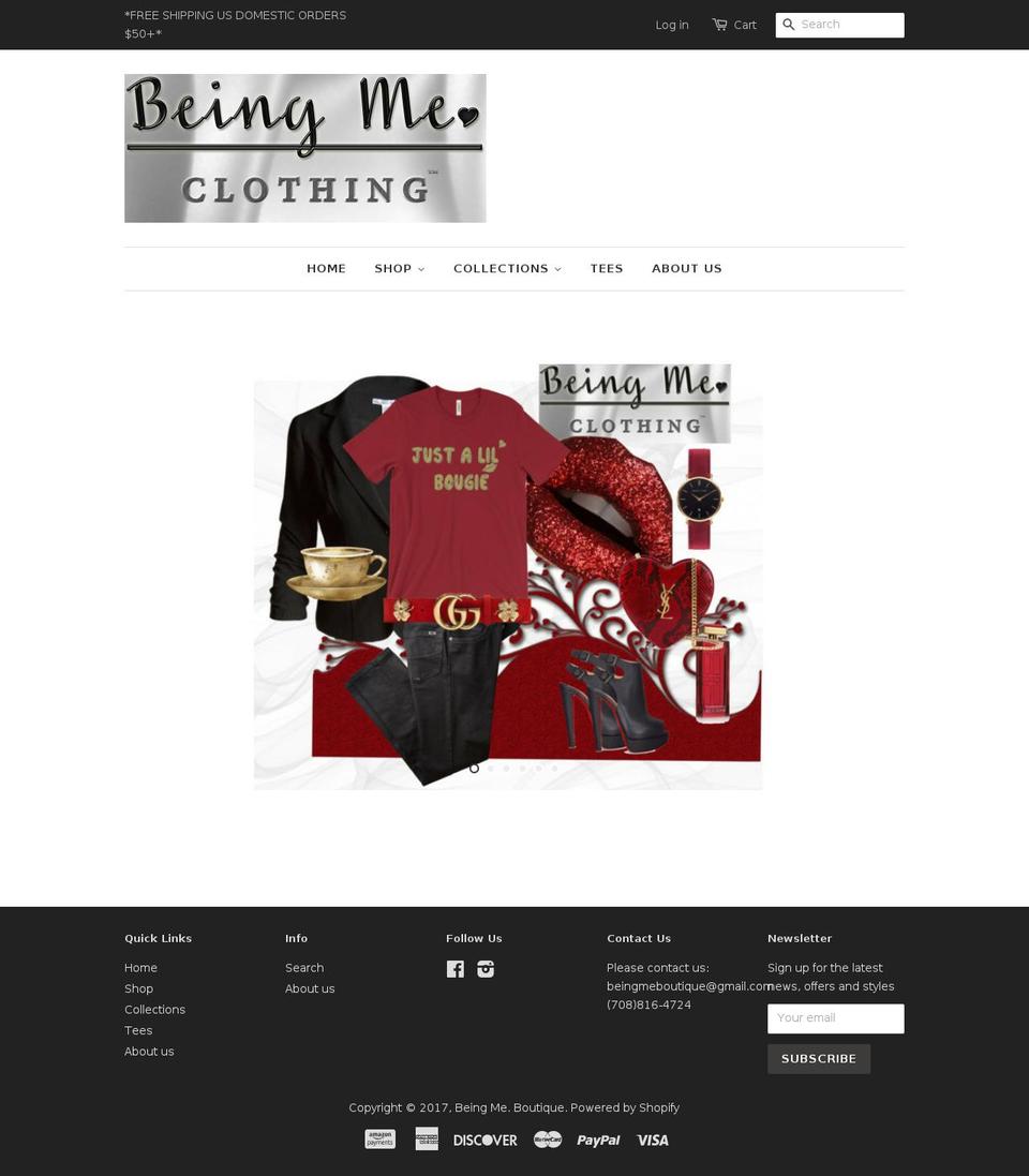 beingmeboutique.com shopify website screenshot