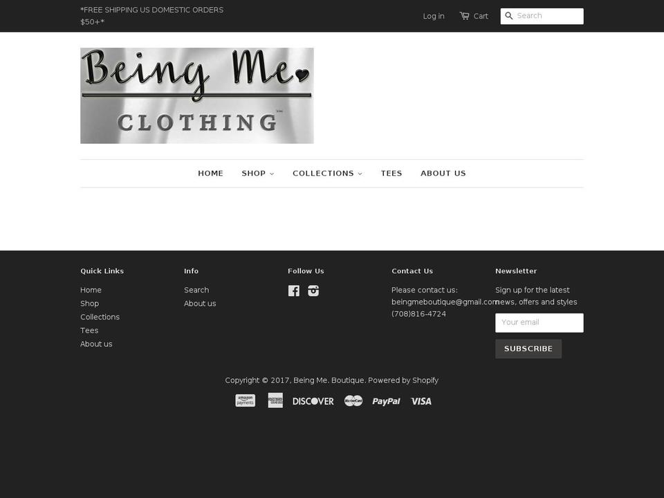beingmeboutique.net shopify website screenshot