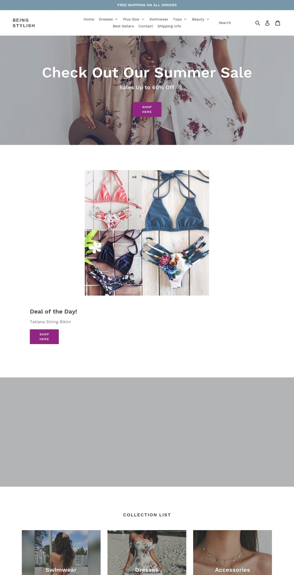beingstylish.com shopify website screenshot
