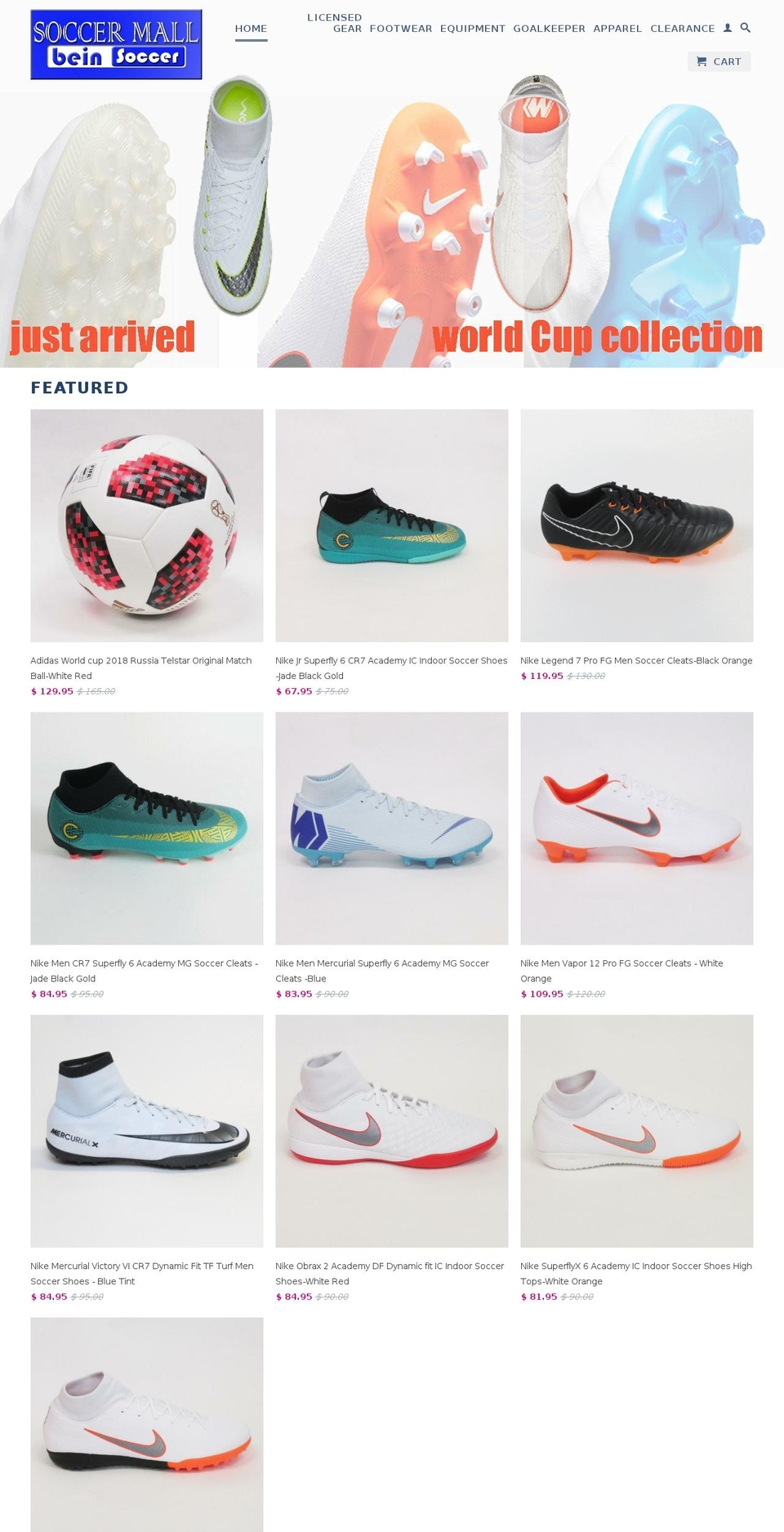 beinsoccer.com — Shopify storefront screenshot