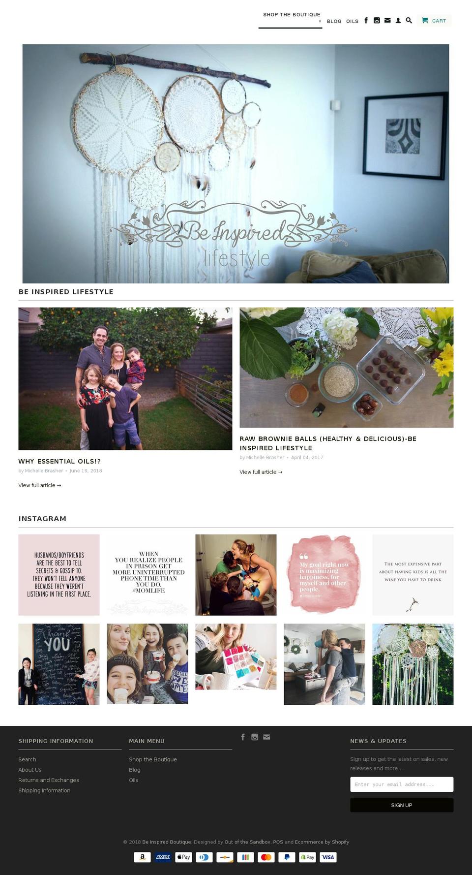 beinspiredlifestyle.com shopify website screenshot