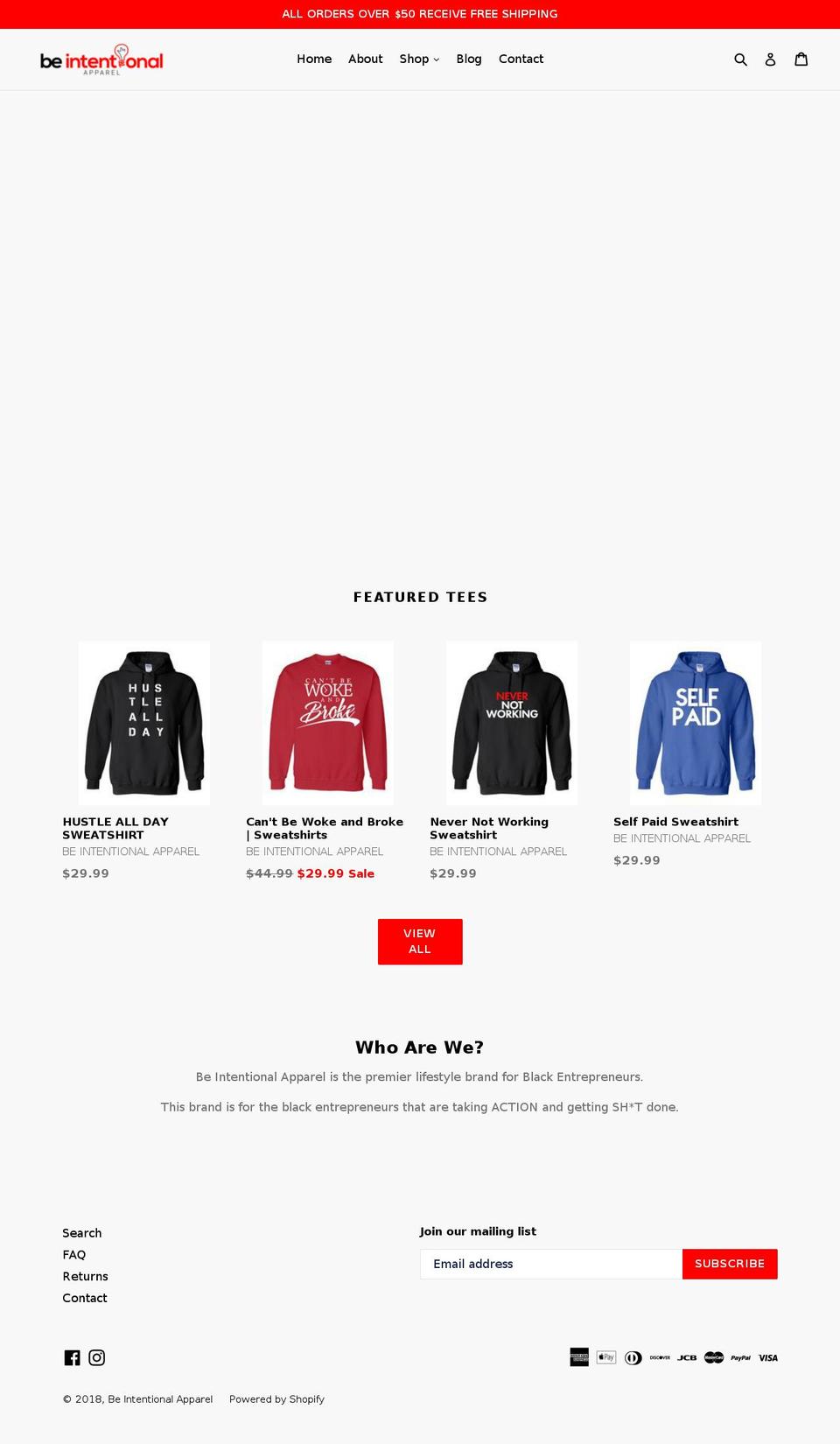 beintentionalapparel.com — Shopify storefront screenshot