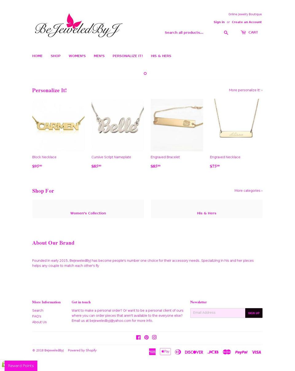 bejeweledbyj.com — Shopify storefront screenshot