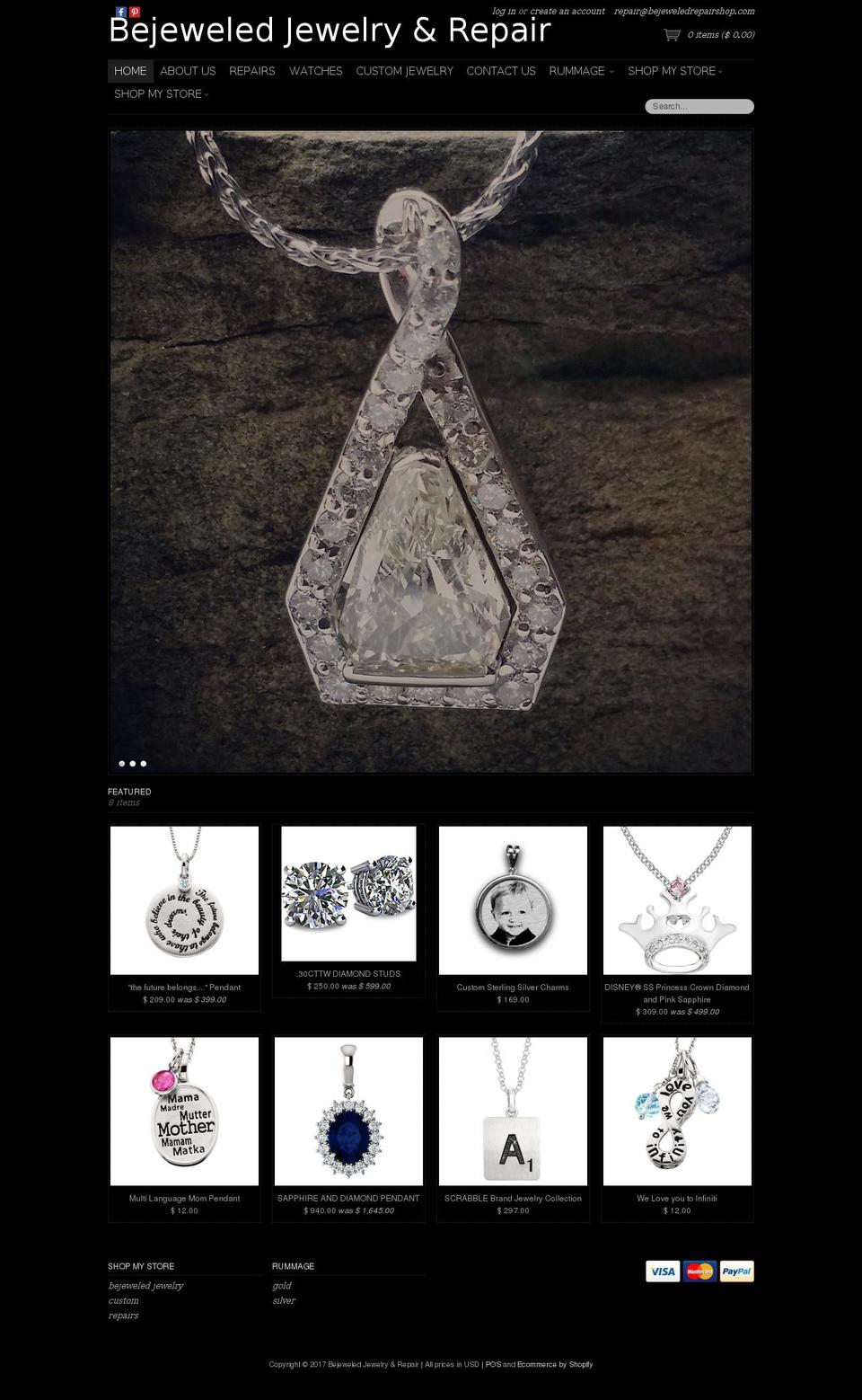 bejeweledrepairshop.com shopify website screenshot