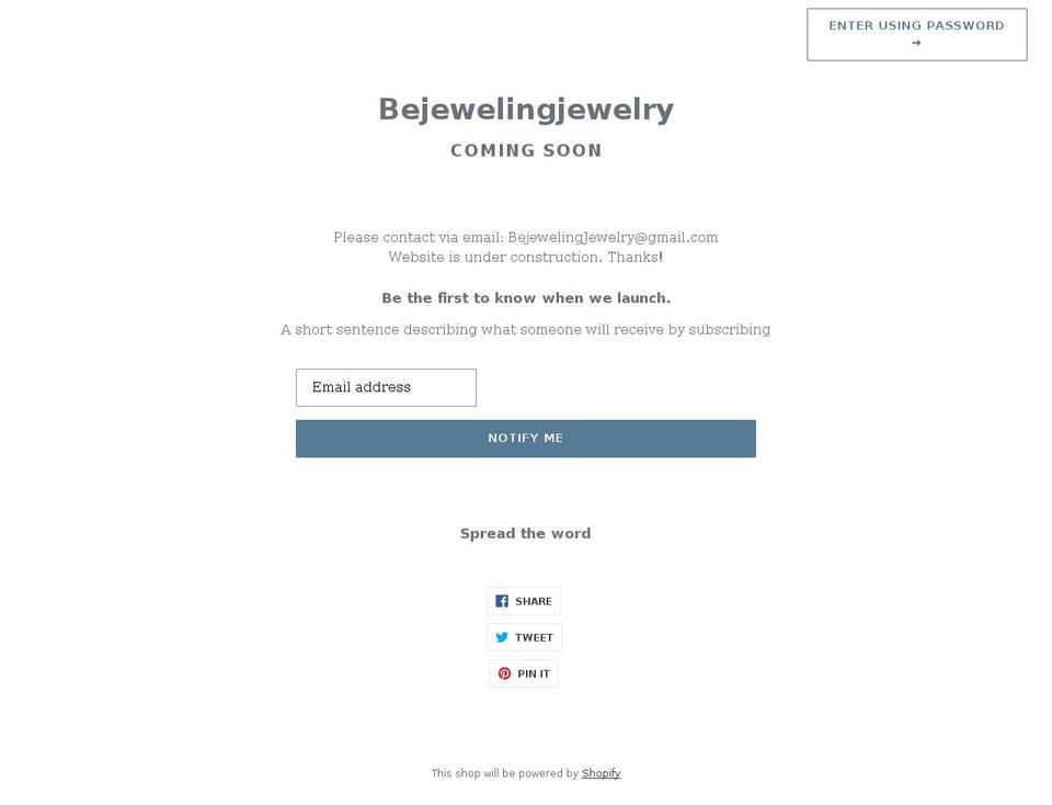 bejewelingjewelry.com shopify website screenshot