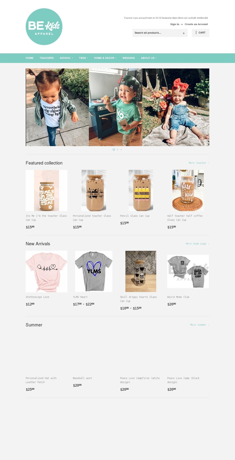 bekidsapparel.com shopify website screenshot
