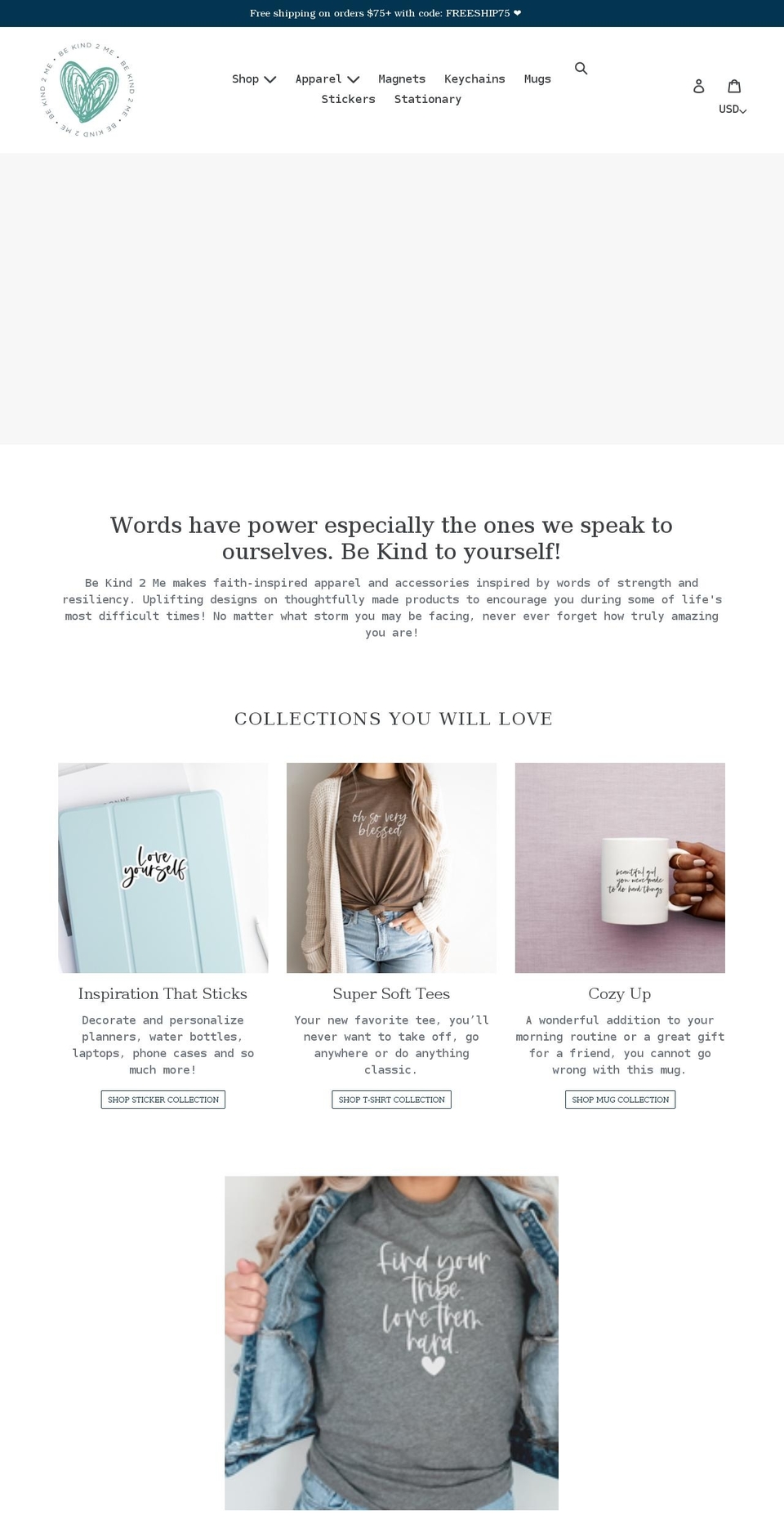 bekind2me.org shopify website screenshot