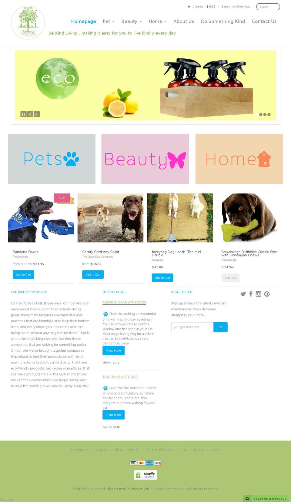 bekindliving.org shopify website screenshot