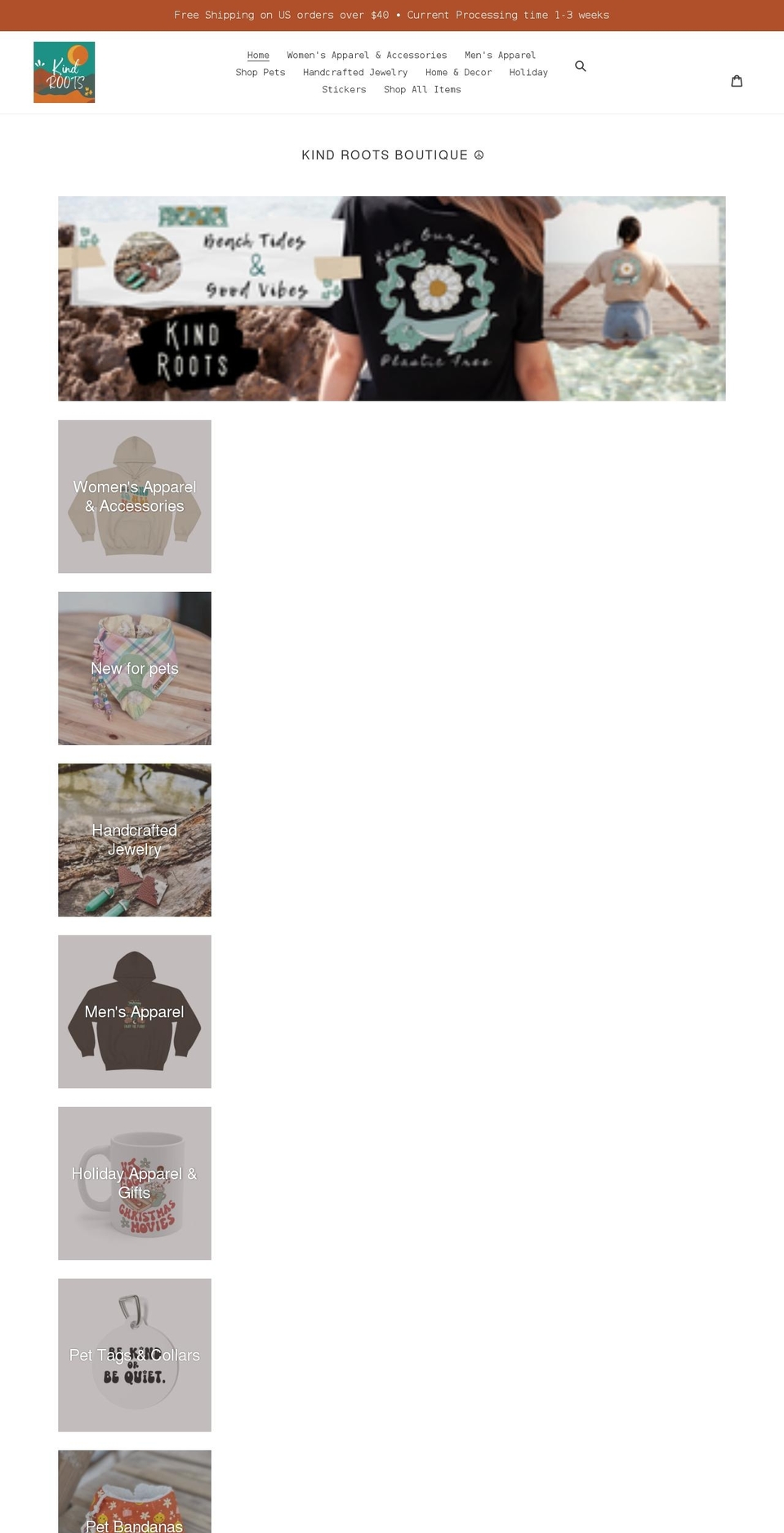 bekindroots.com shopify website screenshot