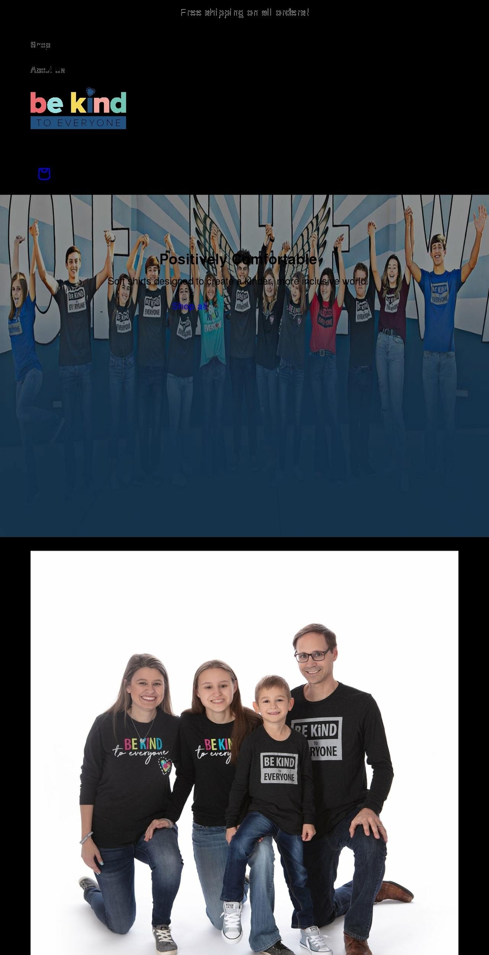 bekindtoeveryone.com shopify website screenshot