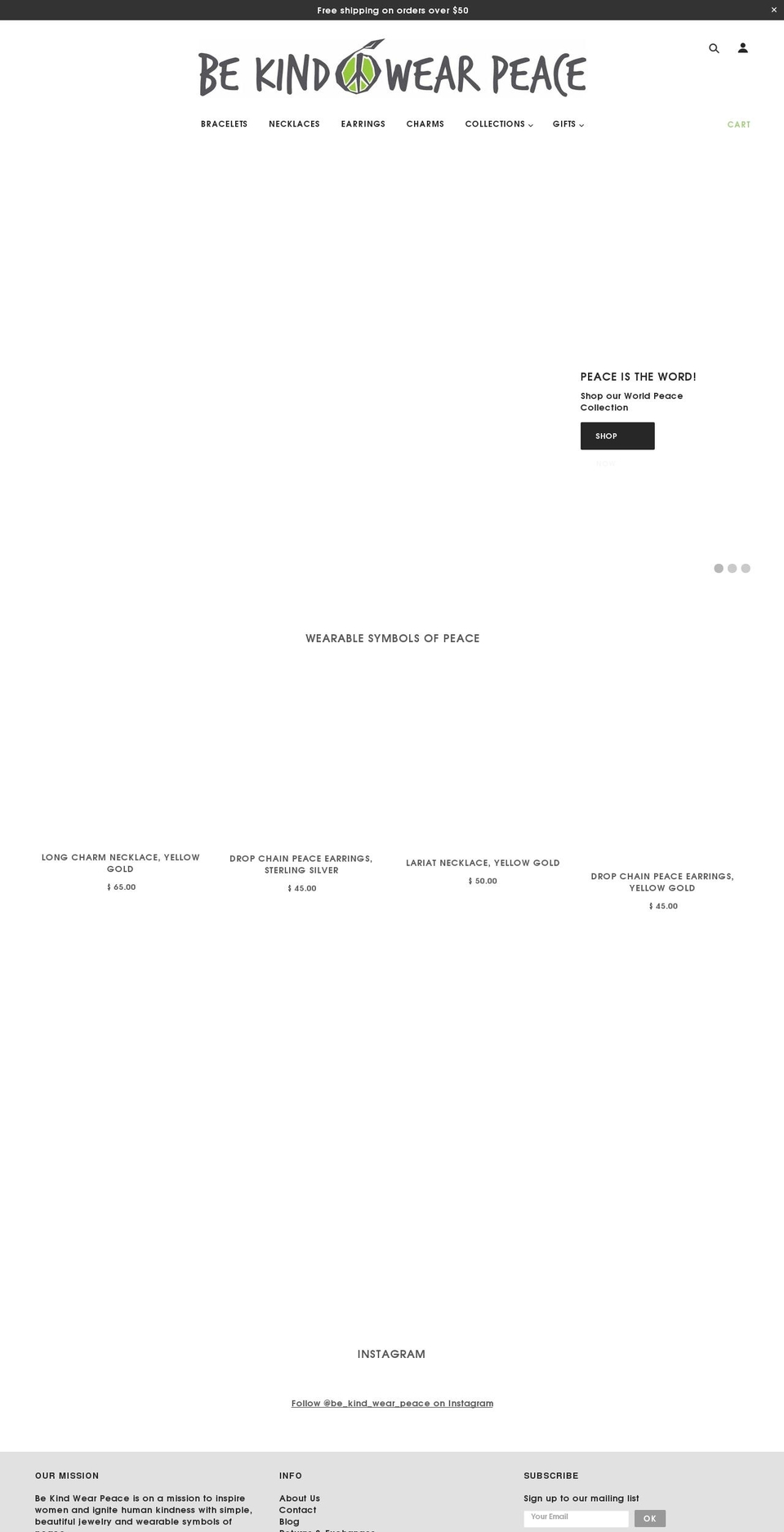 bekindwearpeace.com shopify website screenshot