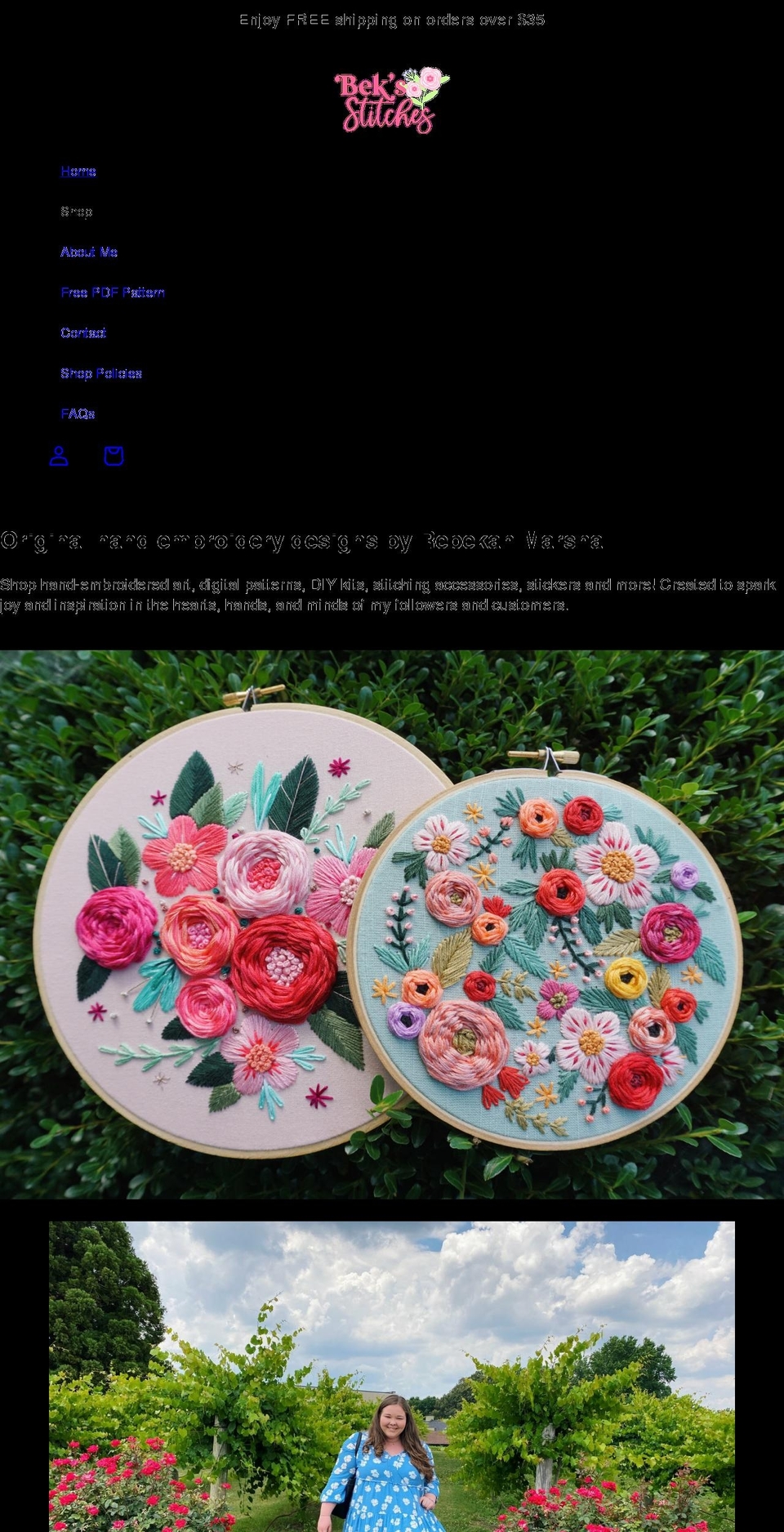 beksstitches.com shopify website screenshot