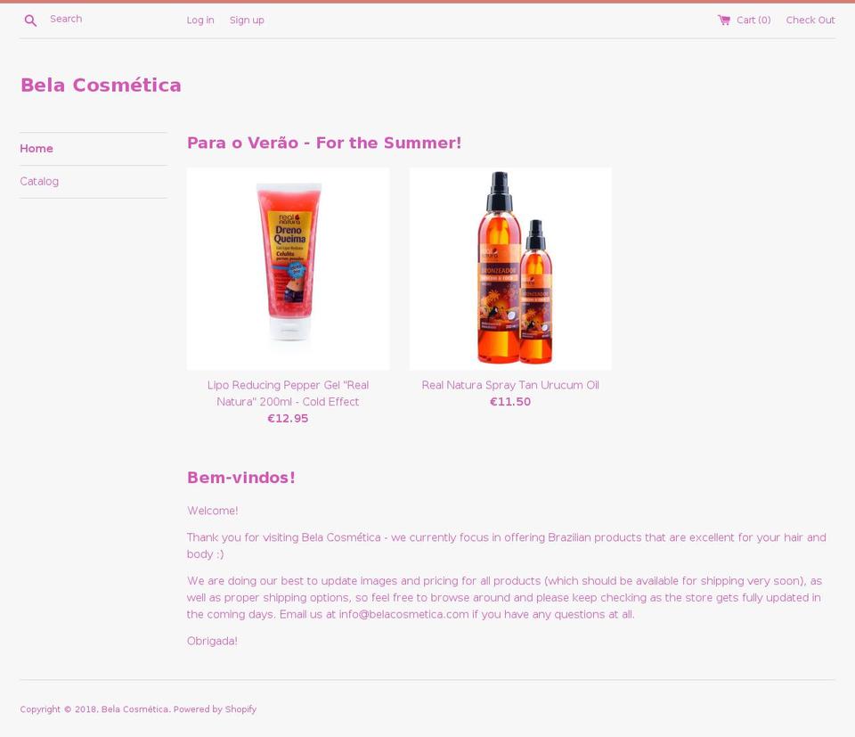 belacosmetica.com shopify website screenshot