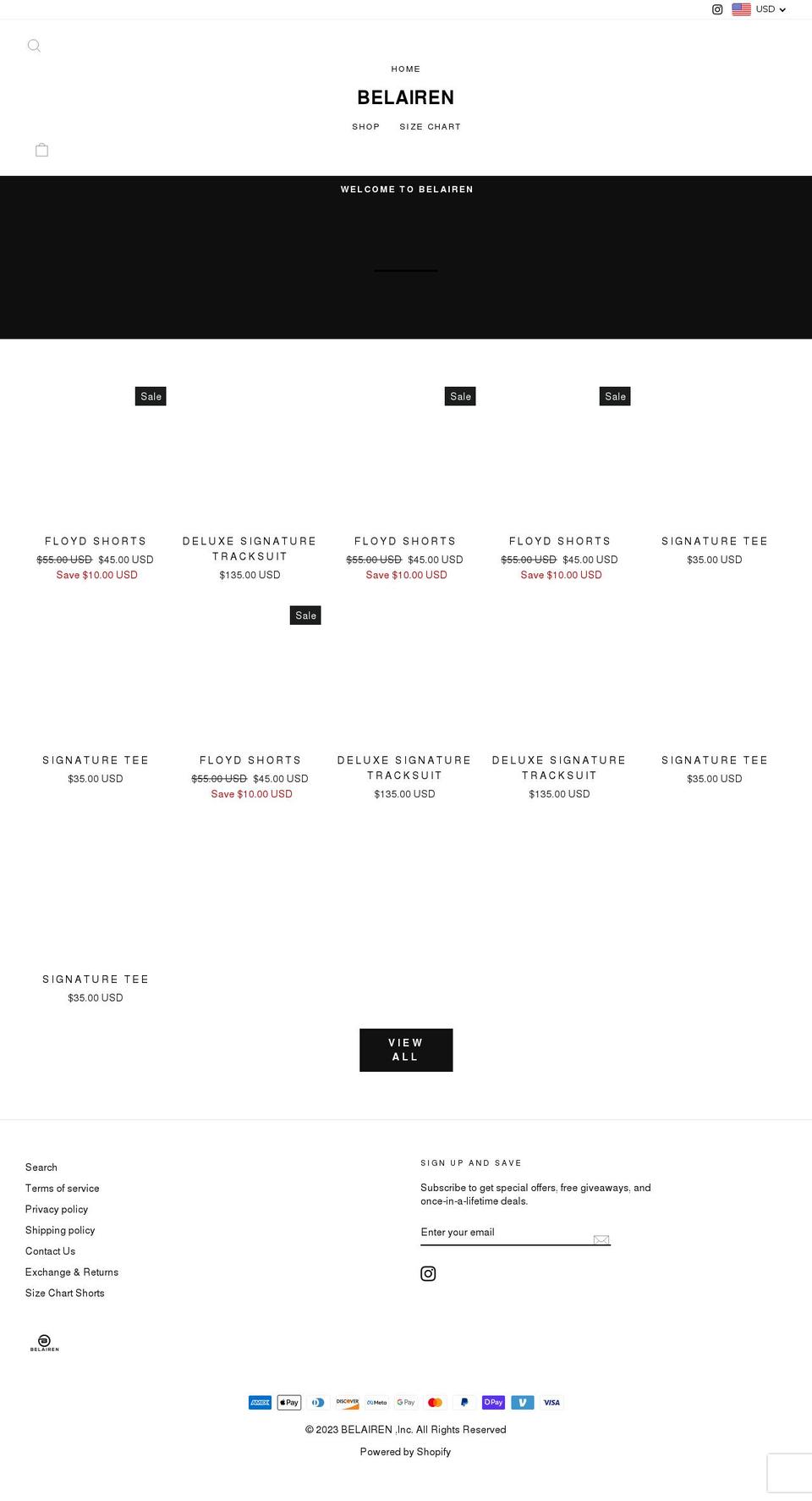belairen.com shopify website screenshot