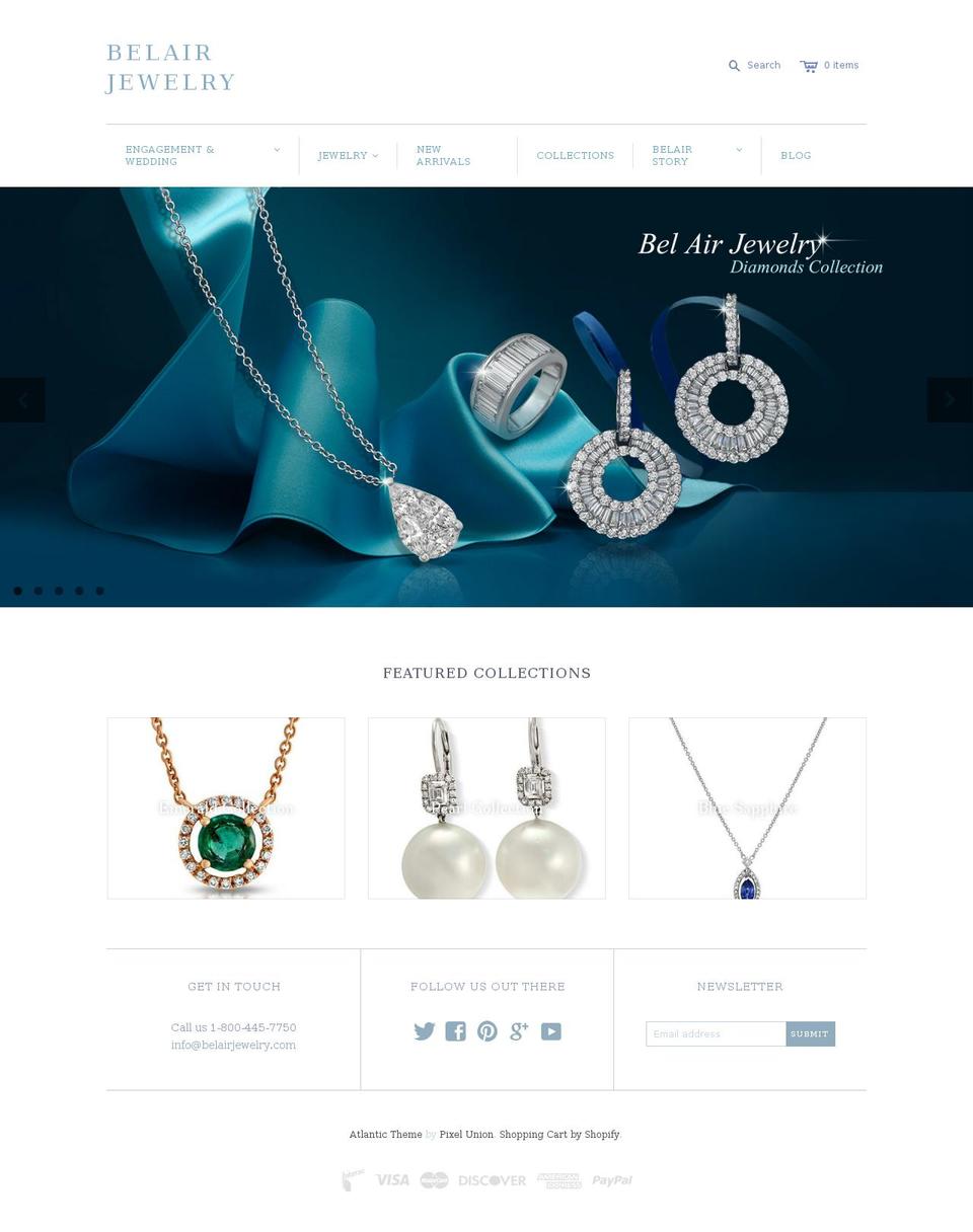 August Shopify theme site example belairjewelry.com