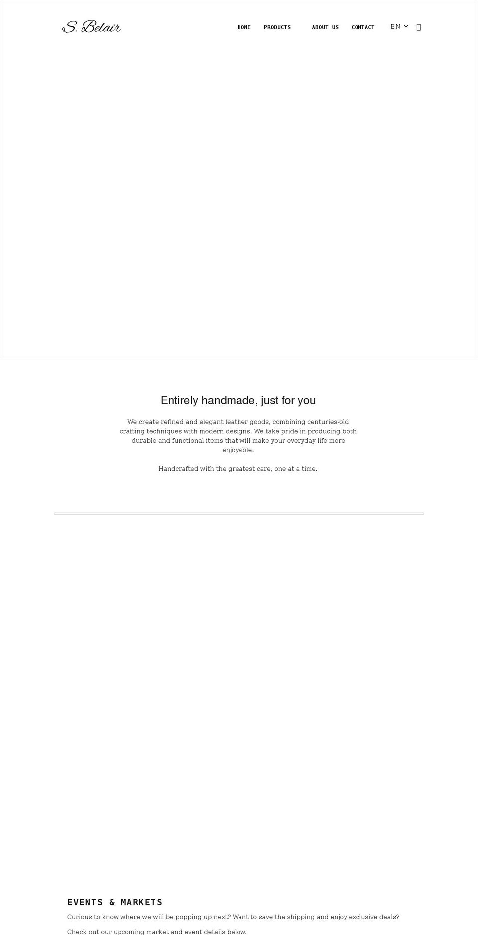 belairleather.com shopify website screenshot