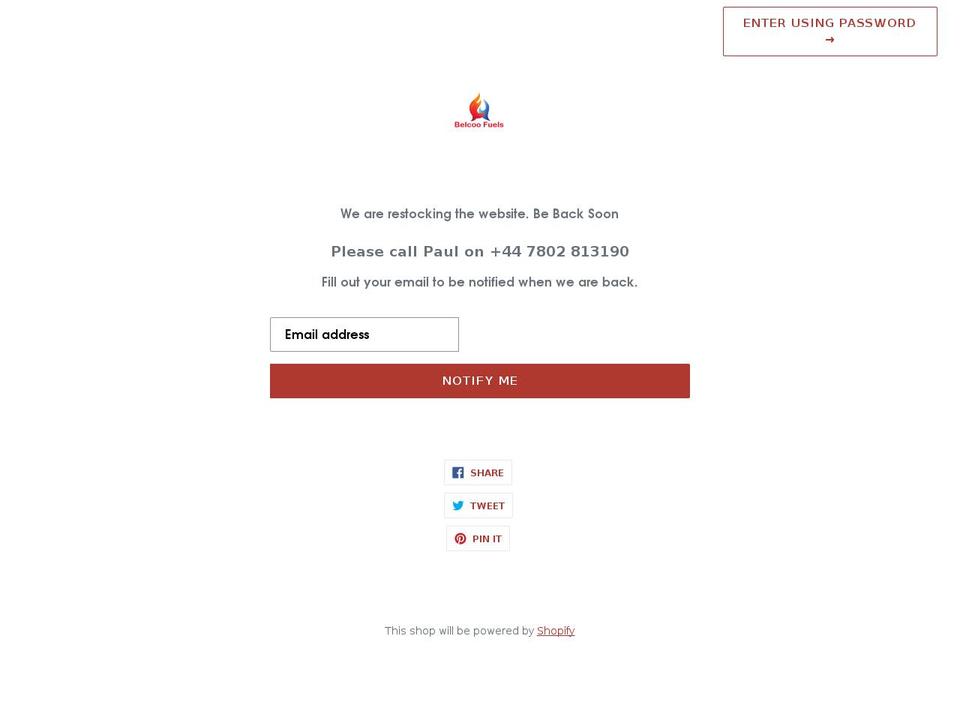 belcoofuels.com shopify website screenshot