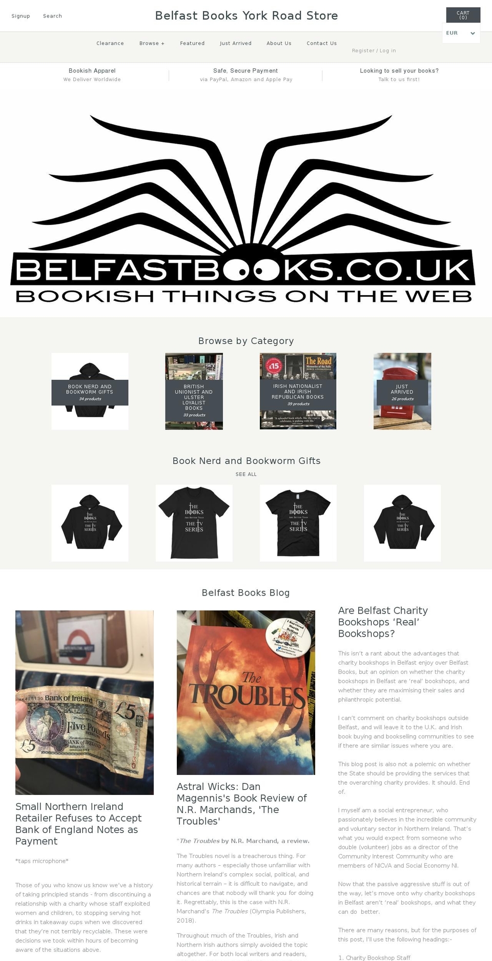 belfastbooks.co.uk shopify website screenshot