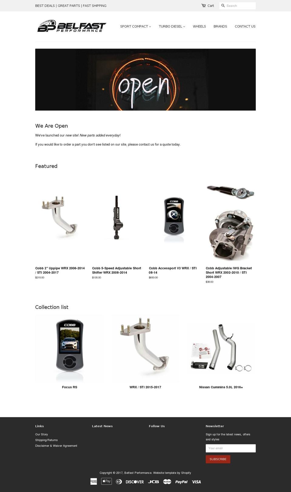 belfastperformance.com shopify website screenshot