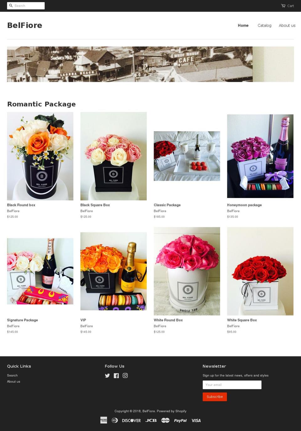 belfiorelagunabeach.com shopify website screenshot