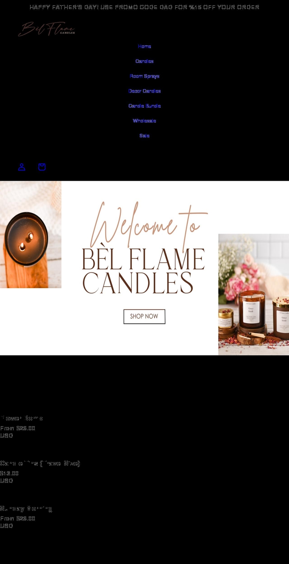 belflame.com shopify website screenshot