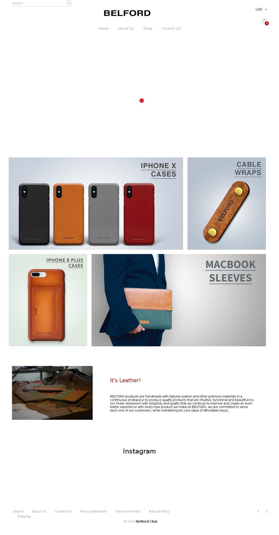 Unero Categories Shopify theme site example belfordclub.com