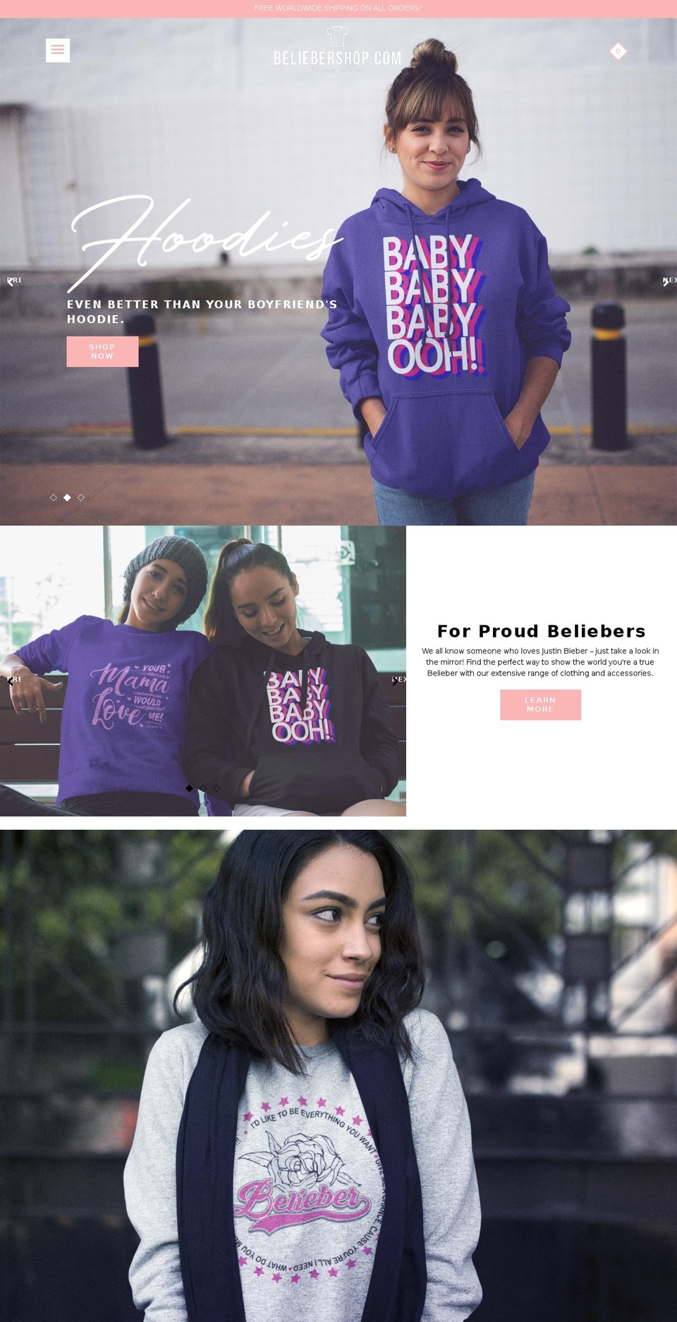 beliebershop.com — Shopify storefront screenshot