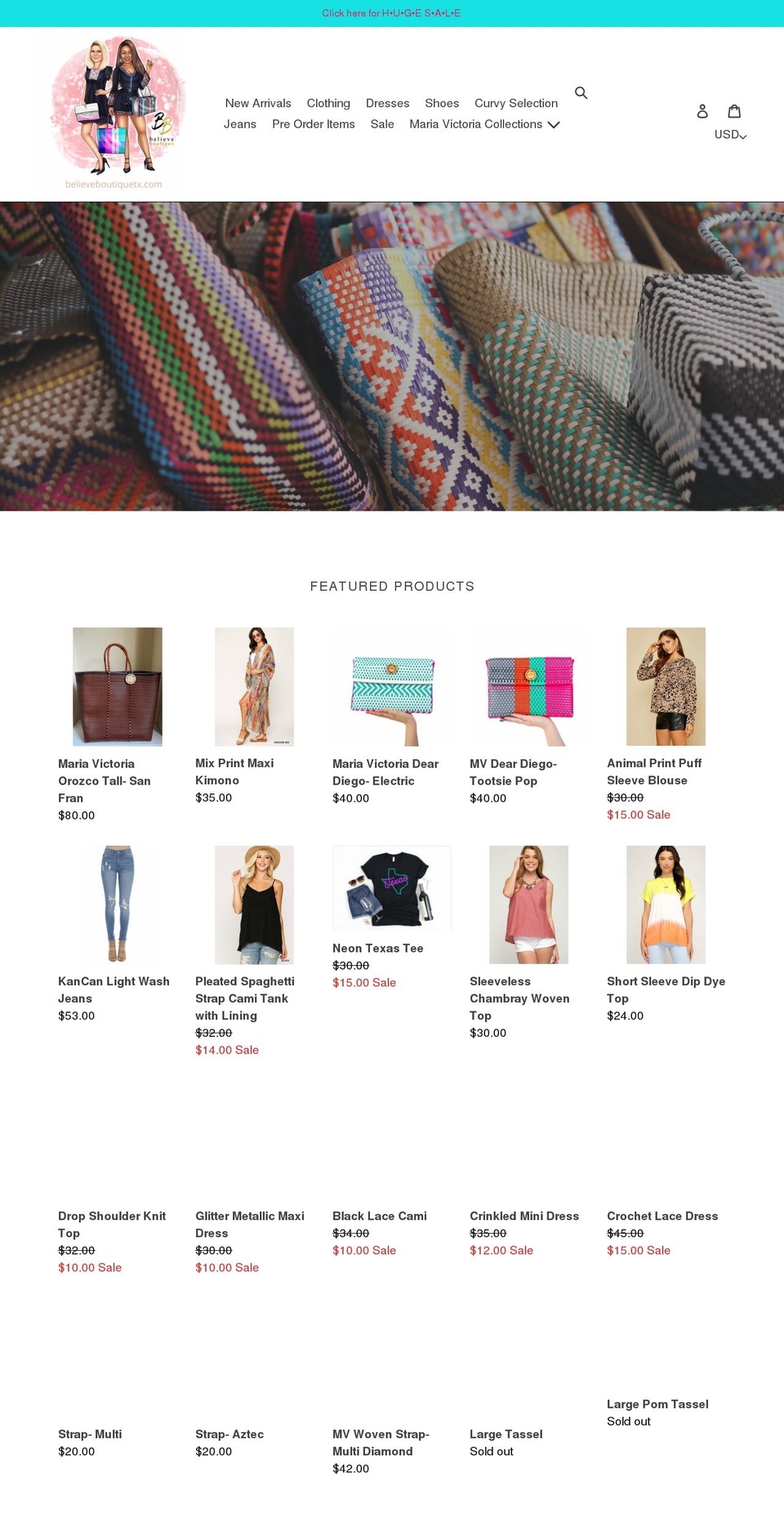believeboutiquetx.com shopify website screenshot