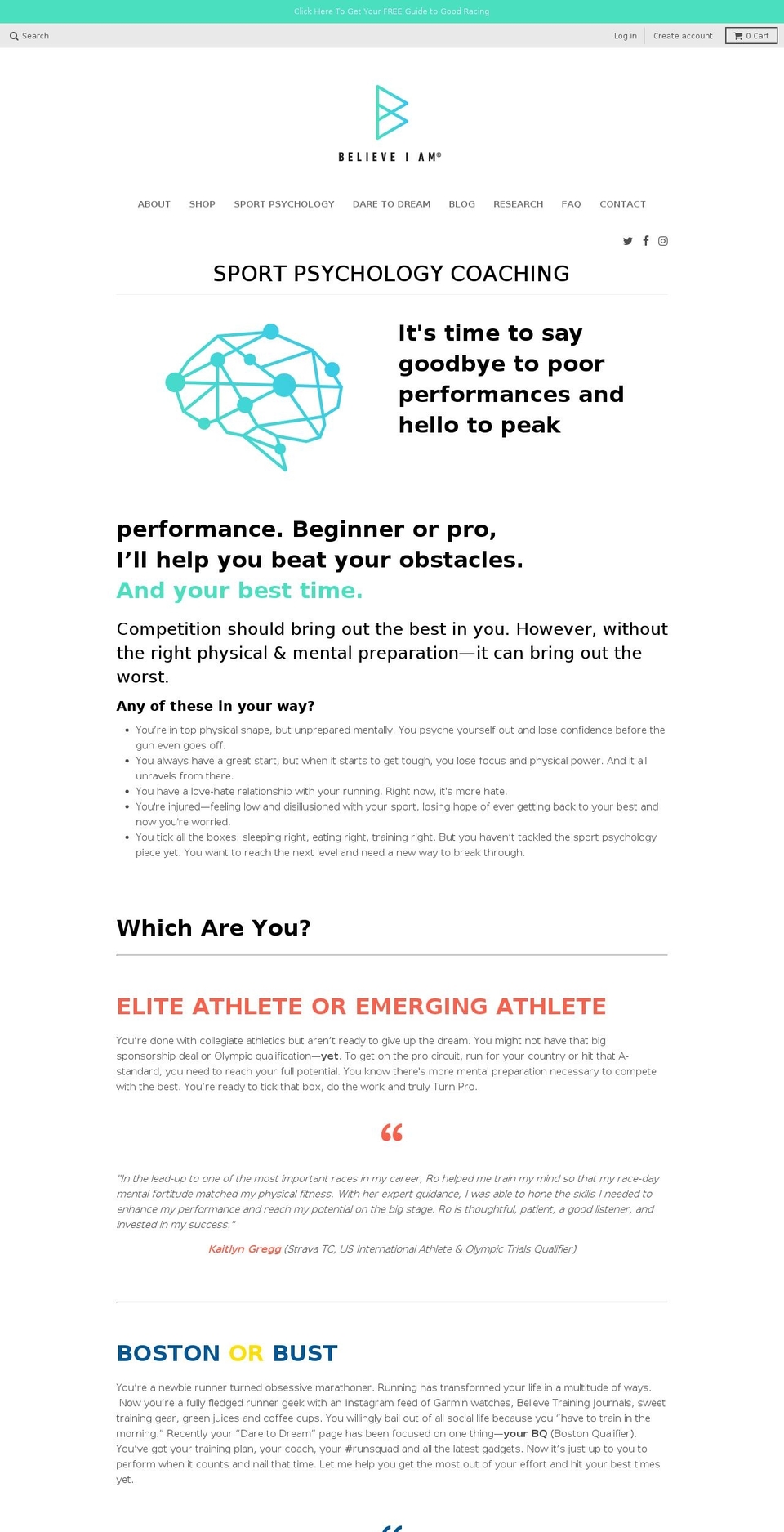 believeiamcoaching.com — Shopify storefront screenshot