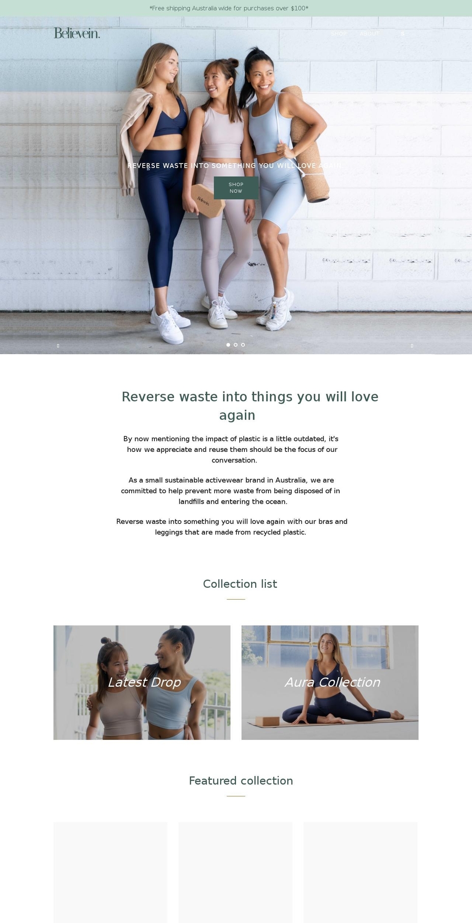 believein.co shopify website screenshot