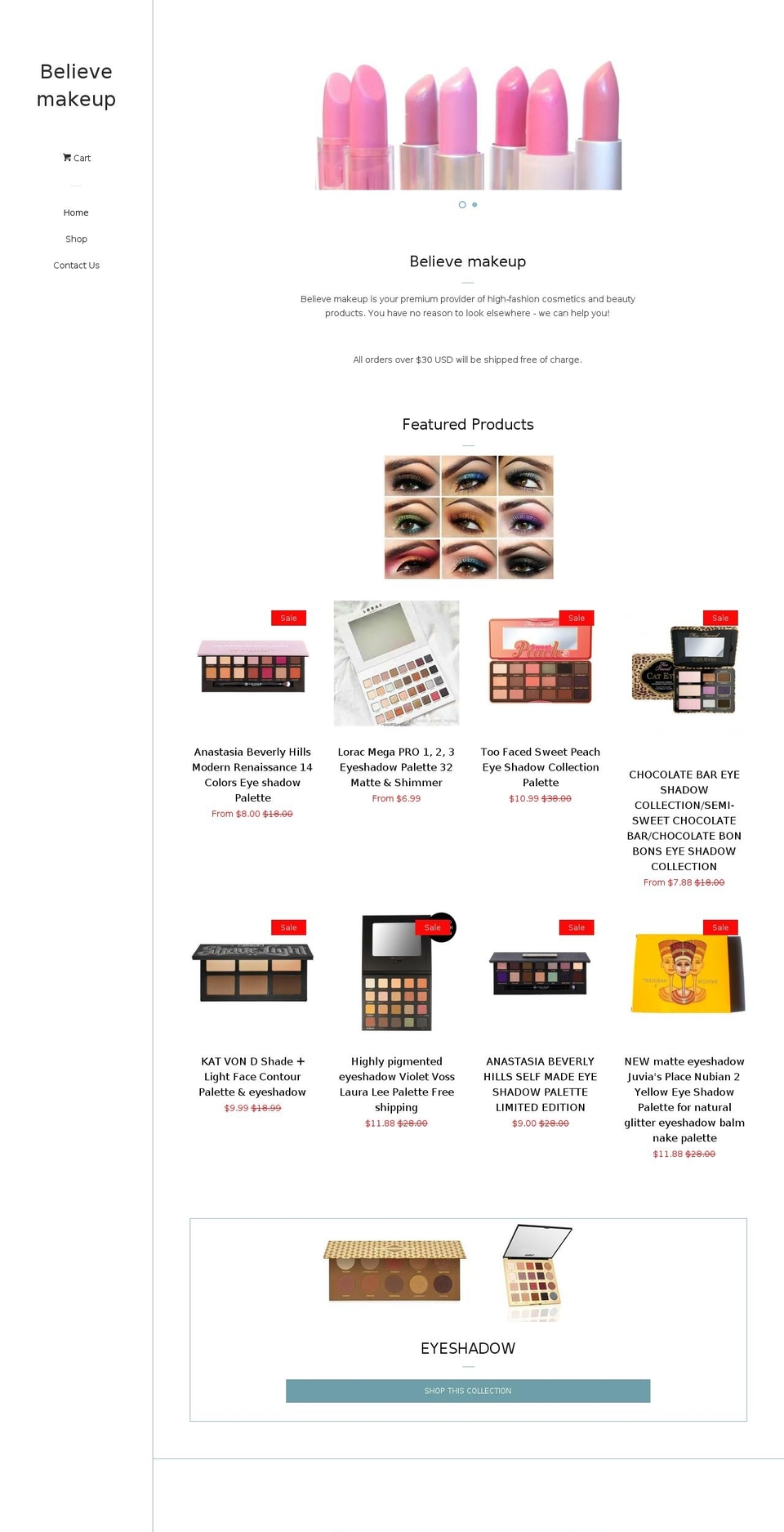 believemakeup.com — Shopify storefront screenshot