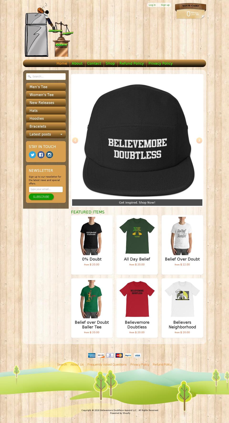 believemoredoubtless.com — Shopify storefront screenshot