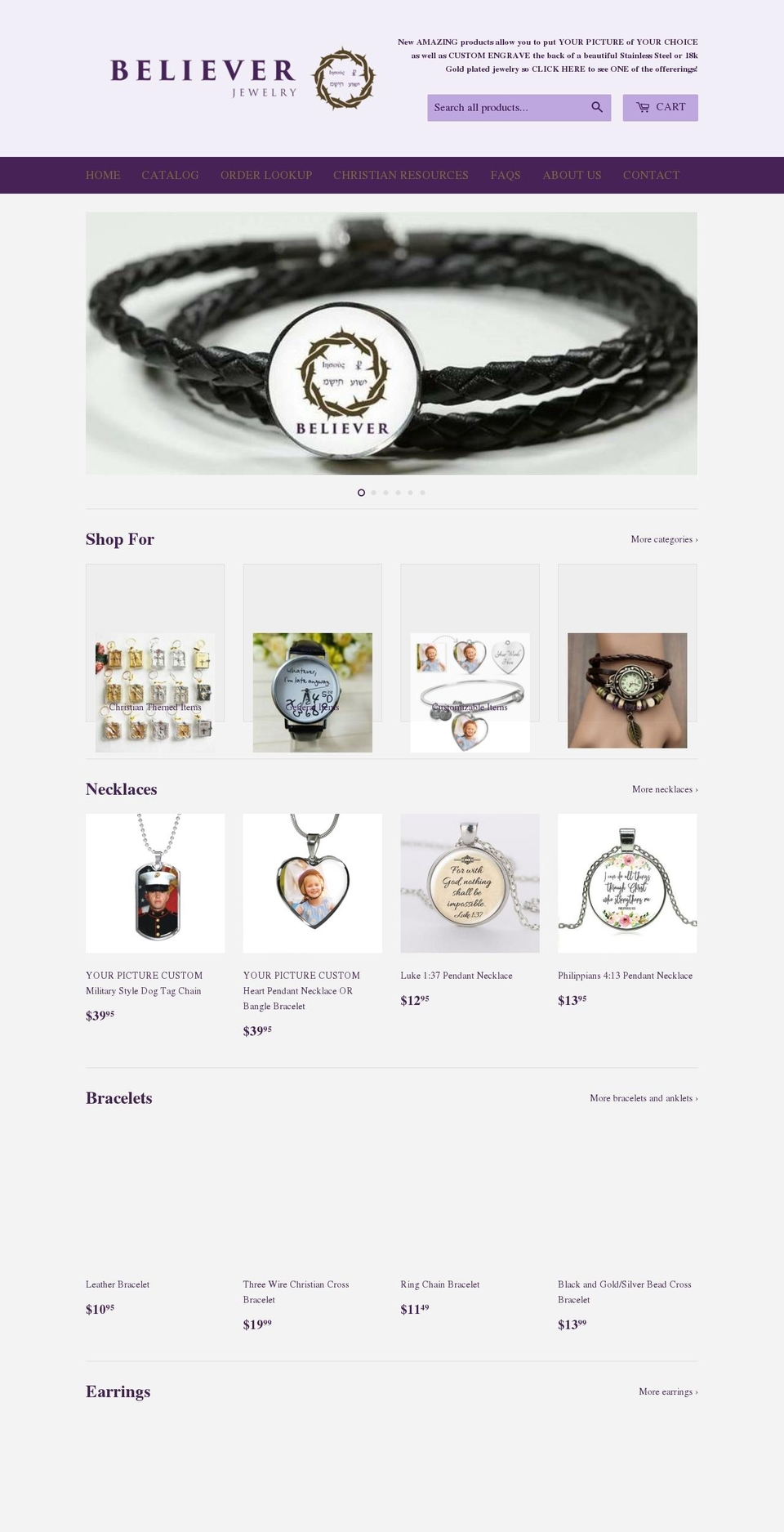 believerjewelry.com shopify website screenshot