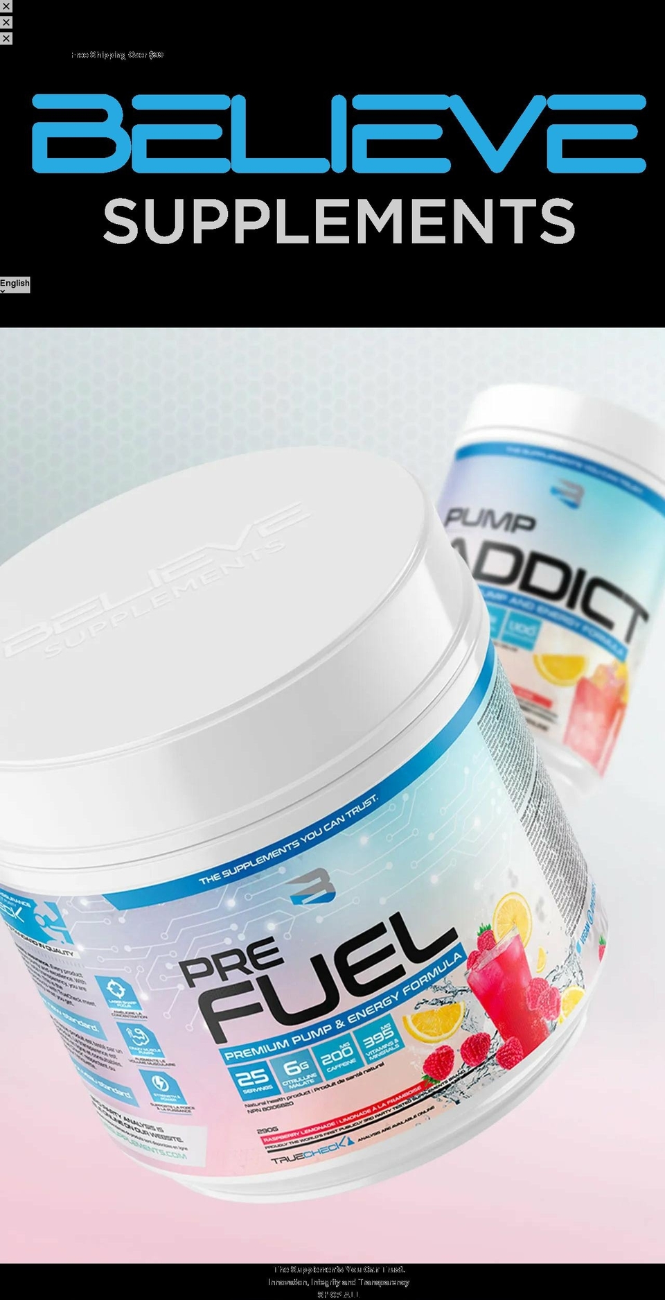 believesupplements.ca shopify website screenshot