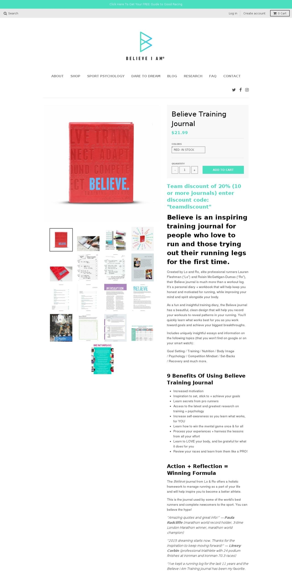 believetrainingjournal.com shopify website screenshot