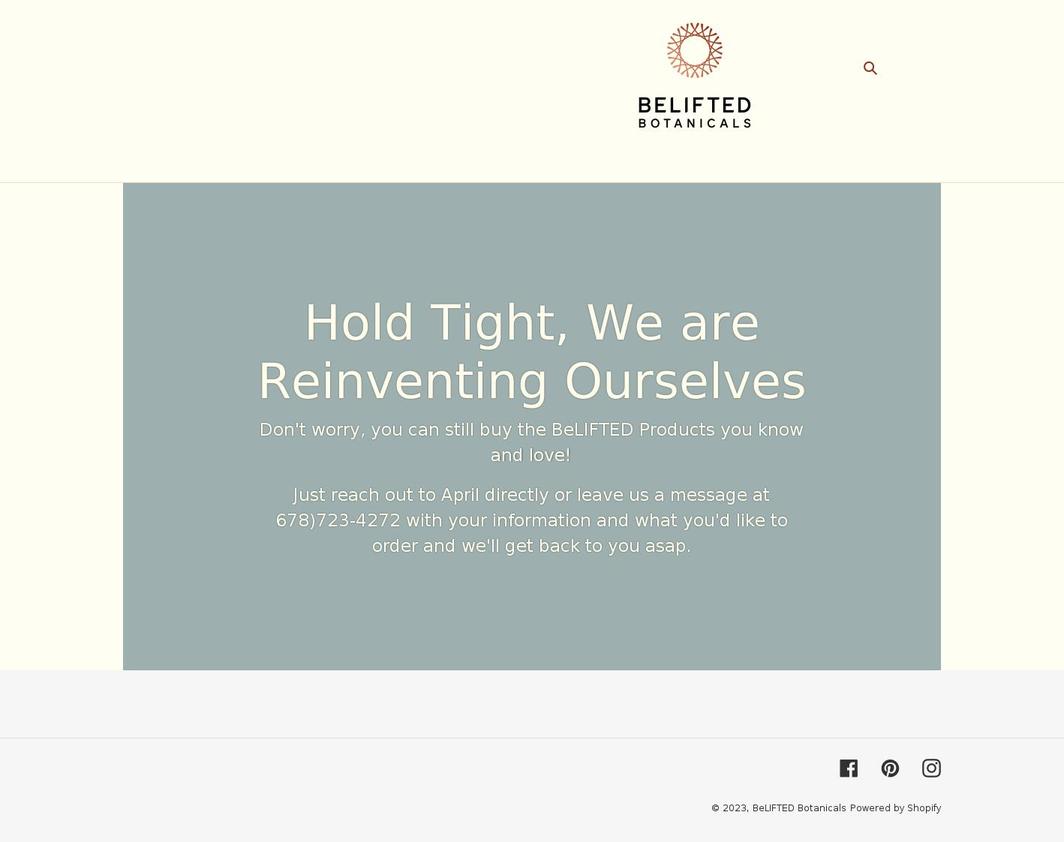 beliftedbotanicals.com shopify website screenshot