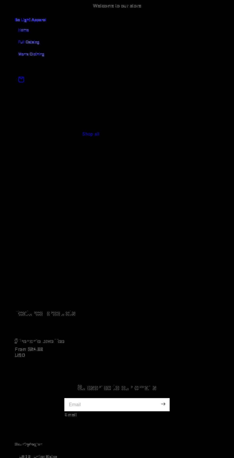 belightapparel.com shopify website screenshot