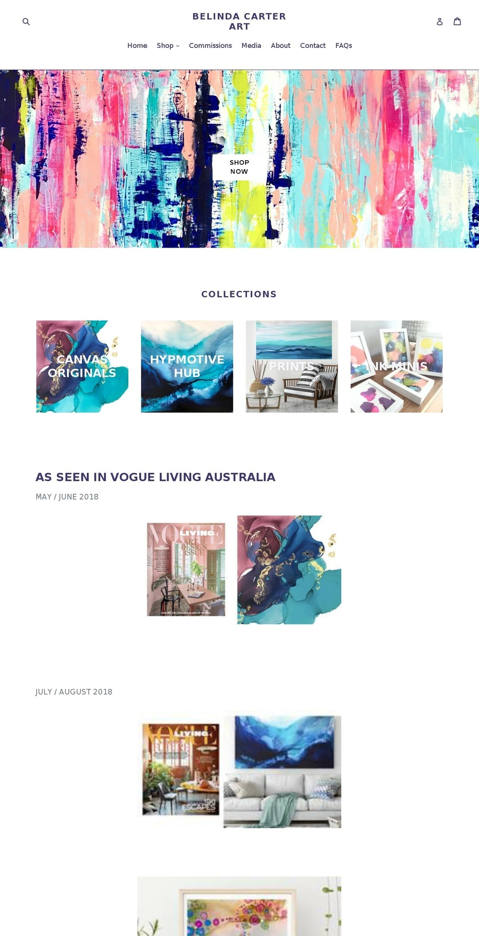 belindacarterart.com — Shopify storefront screenshot