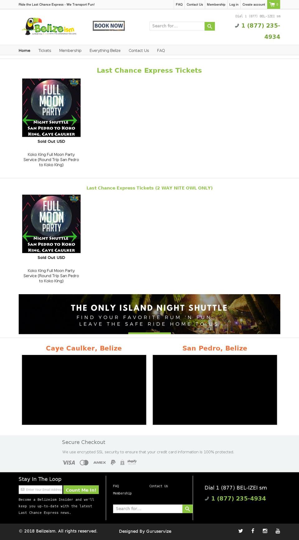 belize-ism.com — Shopify storefront screenshot