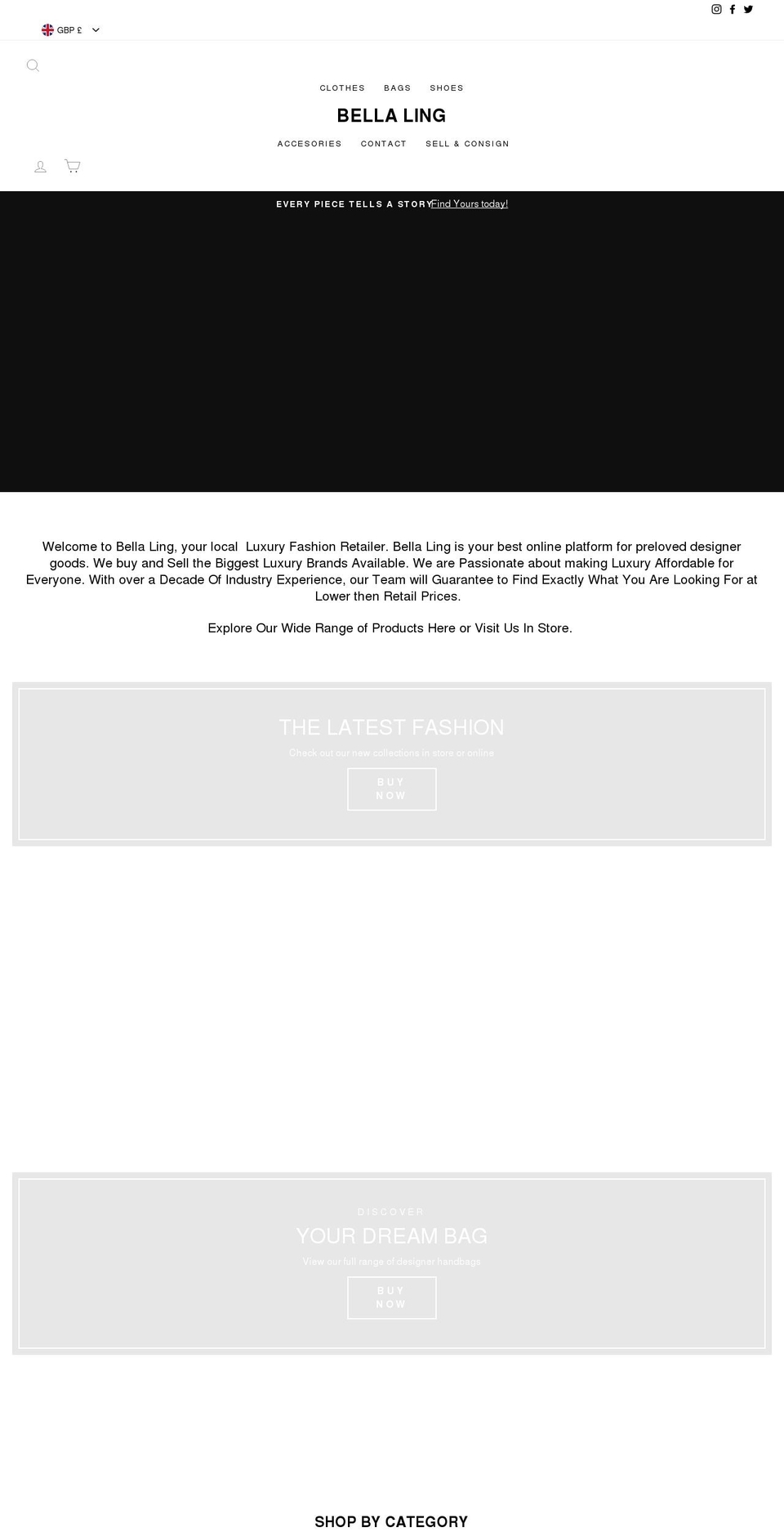 bella-ling.com shopify website screenshot