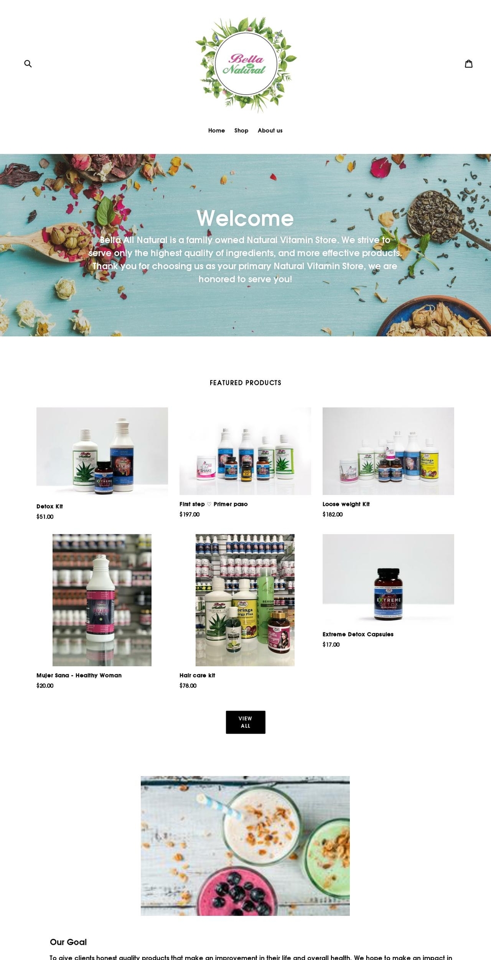 bellaallnatural.com shopify website screenshot
