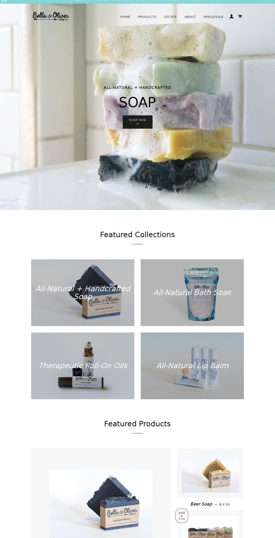 bellaandoliversoap.com shopify website screenshot
