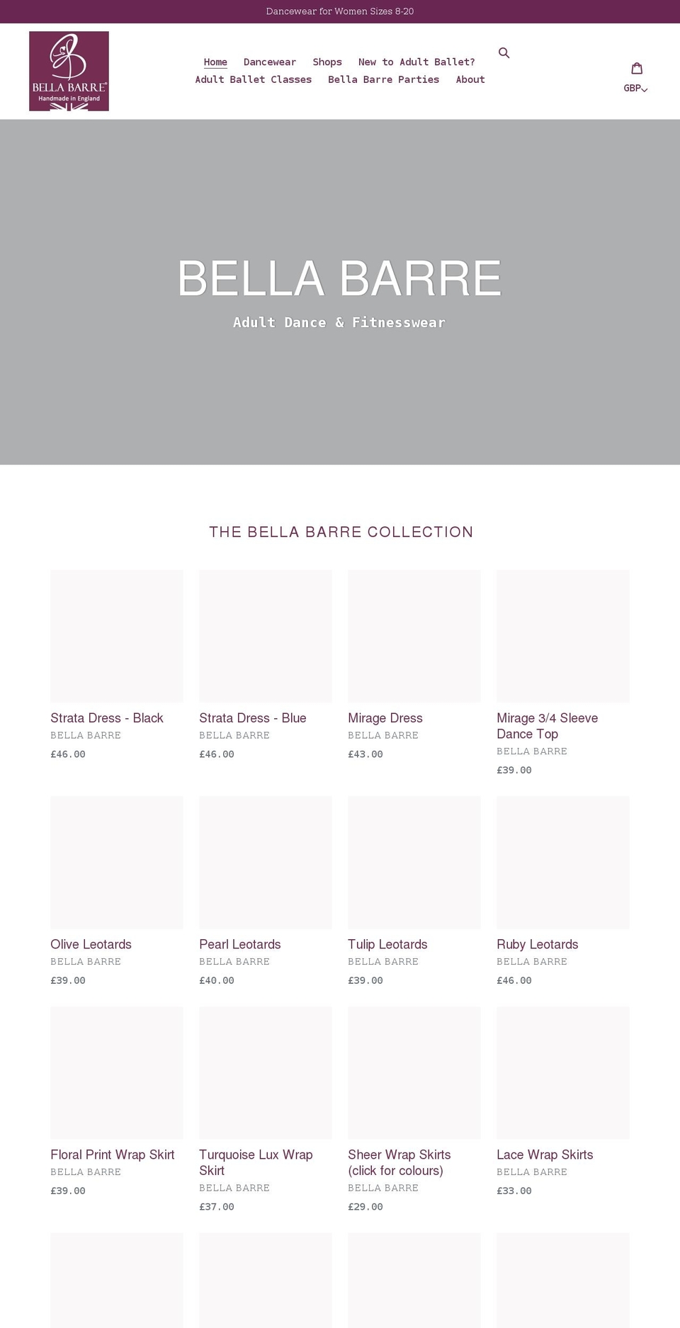 bellabarre.co.uk shopify website screenshot