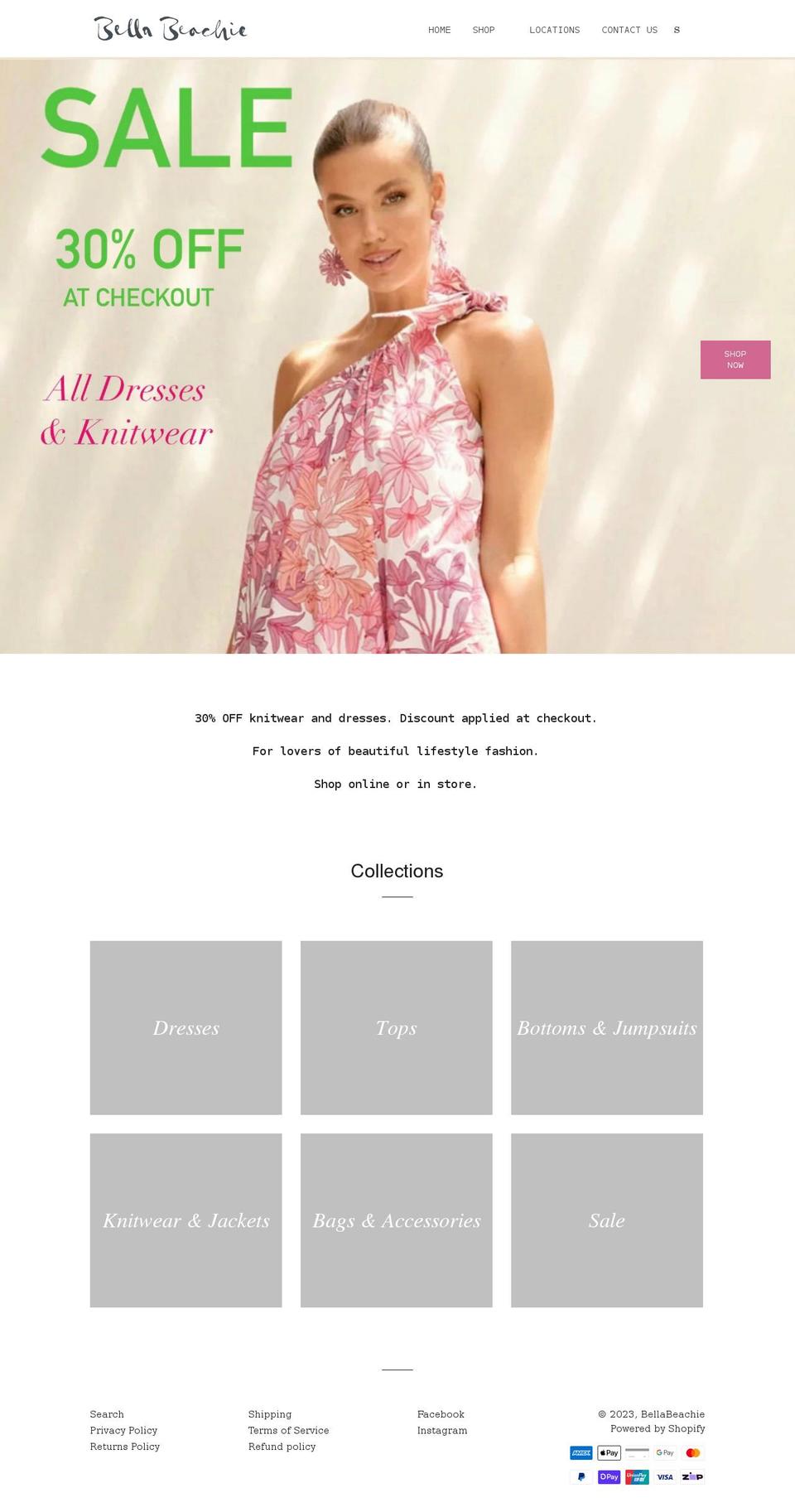 bellabeachie.com.au shopify website screenshot
