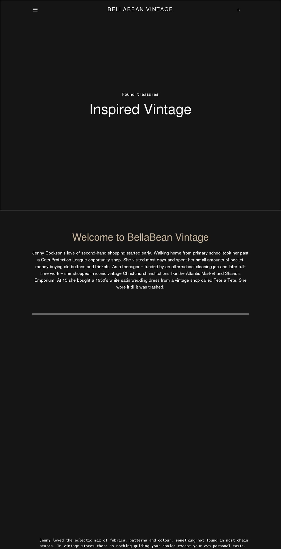 bellabeanvintage.co.nz shopify website screenshot