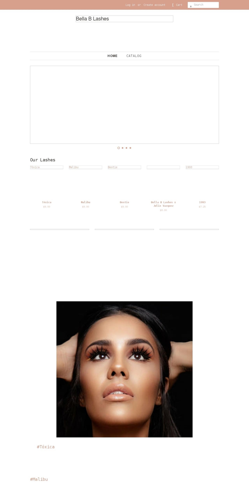 bellablashes.com shopify website screenshot