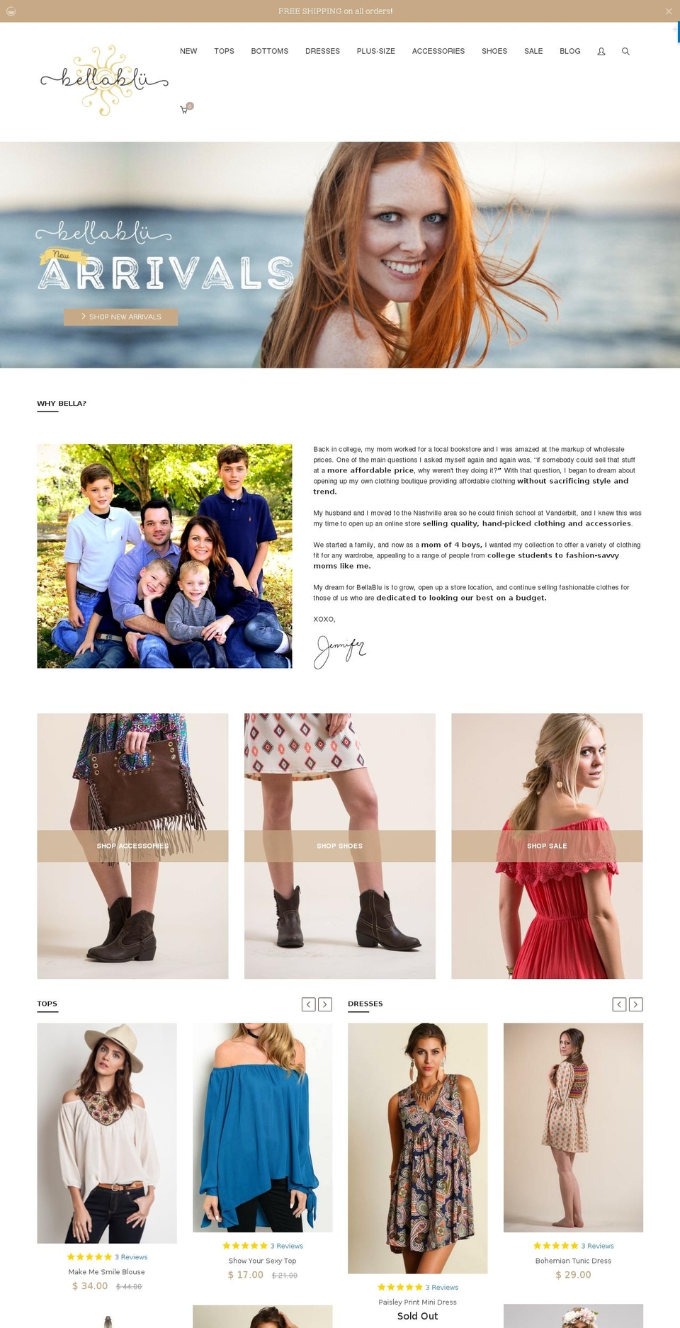 bellablubottoms.com shopify website screenshot