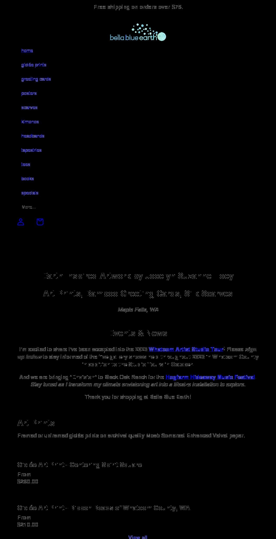 bellablueearth.com shopify website screenshot