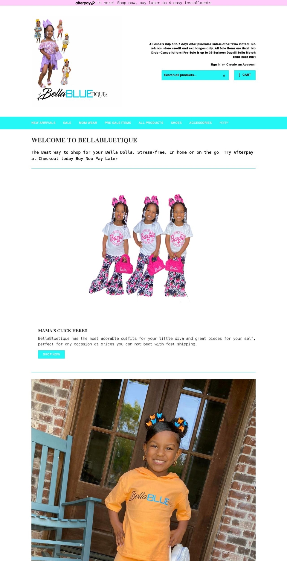 bellabluetique.com shopify website screenshot