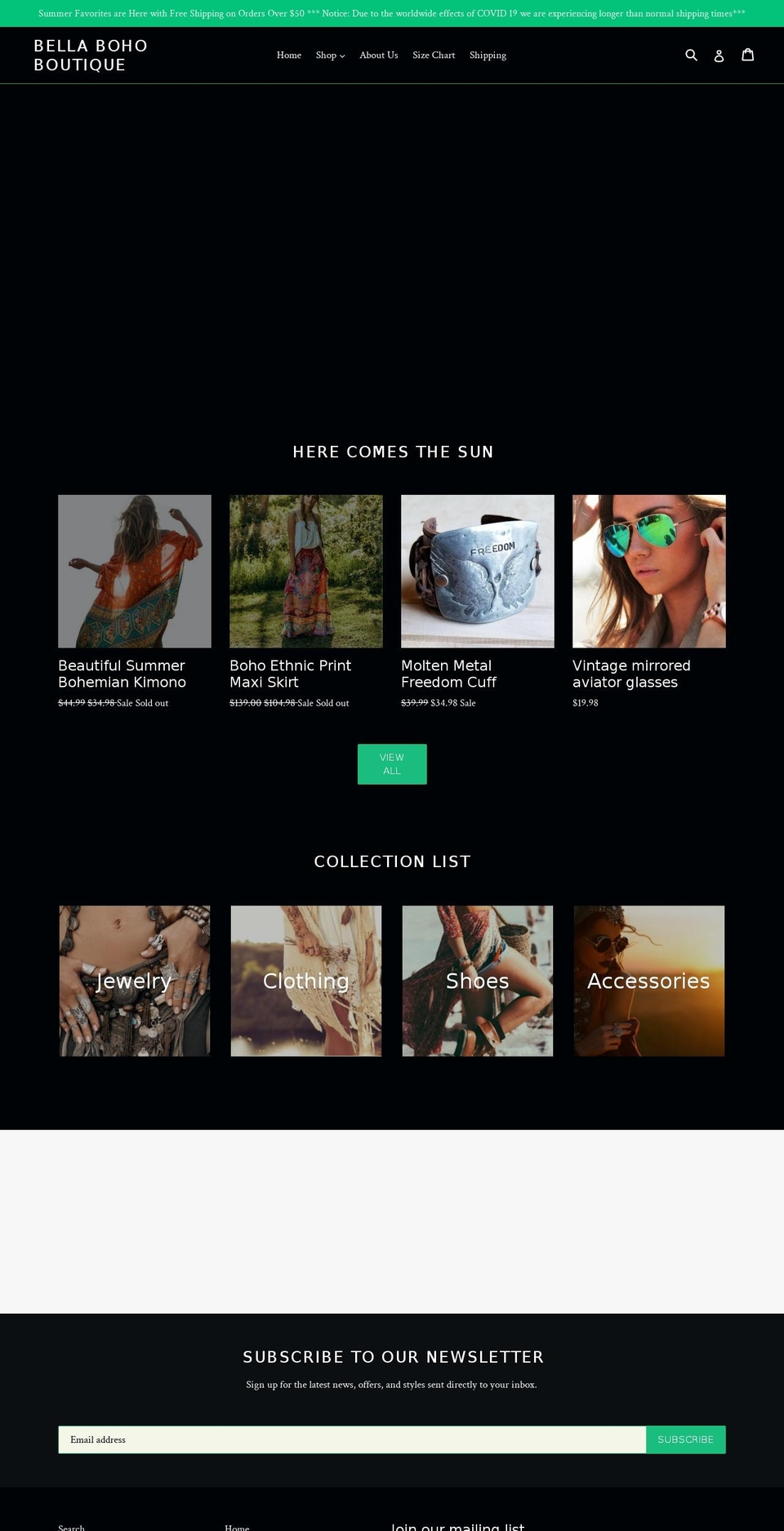 bellabohoboutique.com — Shopify storefront screenshot